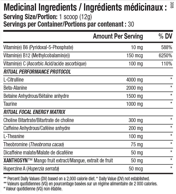 Ritual Pre Workout 30serv. - Ans Performance