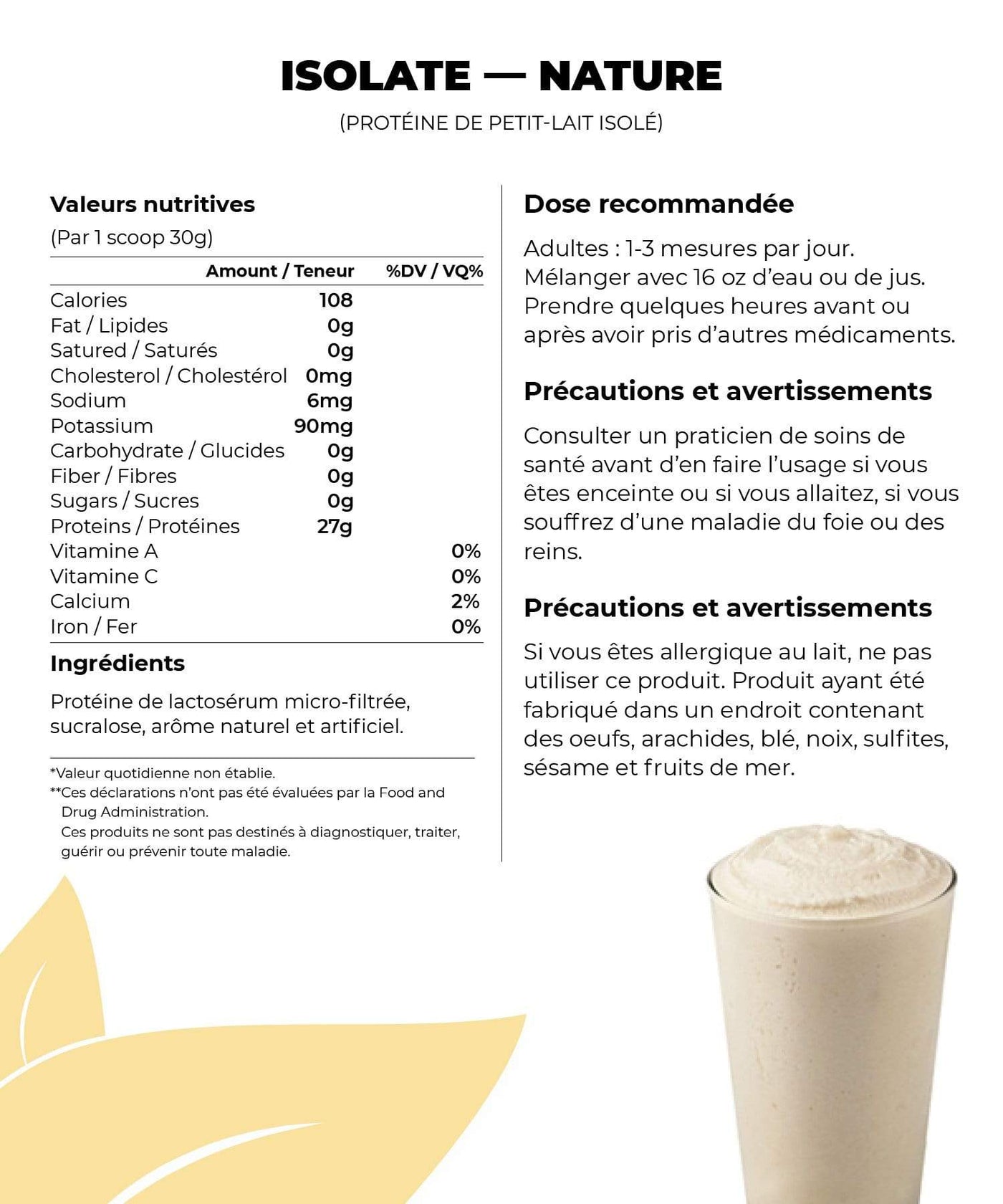 Fit Shack Suppléments 1 lb / Nature VRAC - ISOLATE