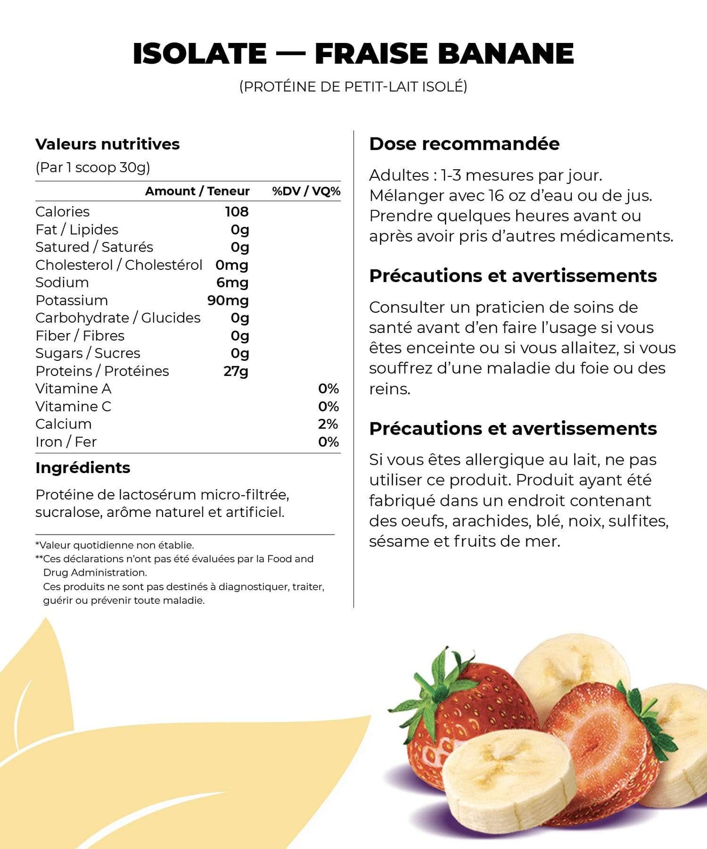 Fit Shack Suppléments 1 lb / Strawberry/Banana VRAC - ISOLATE