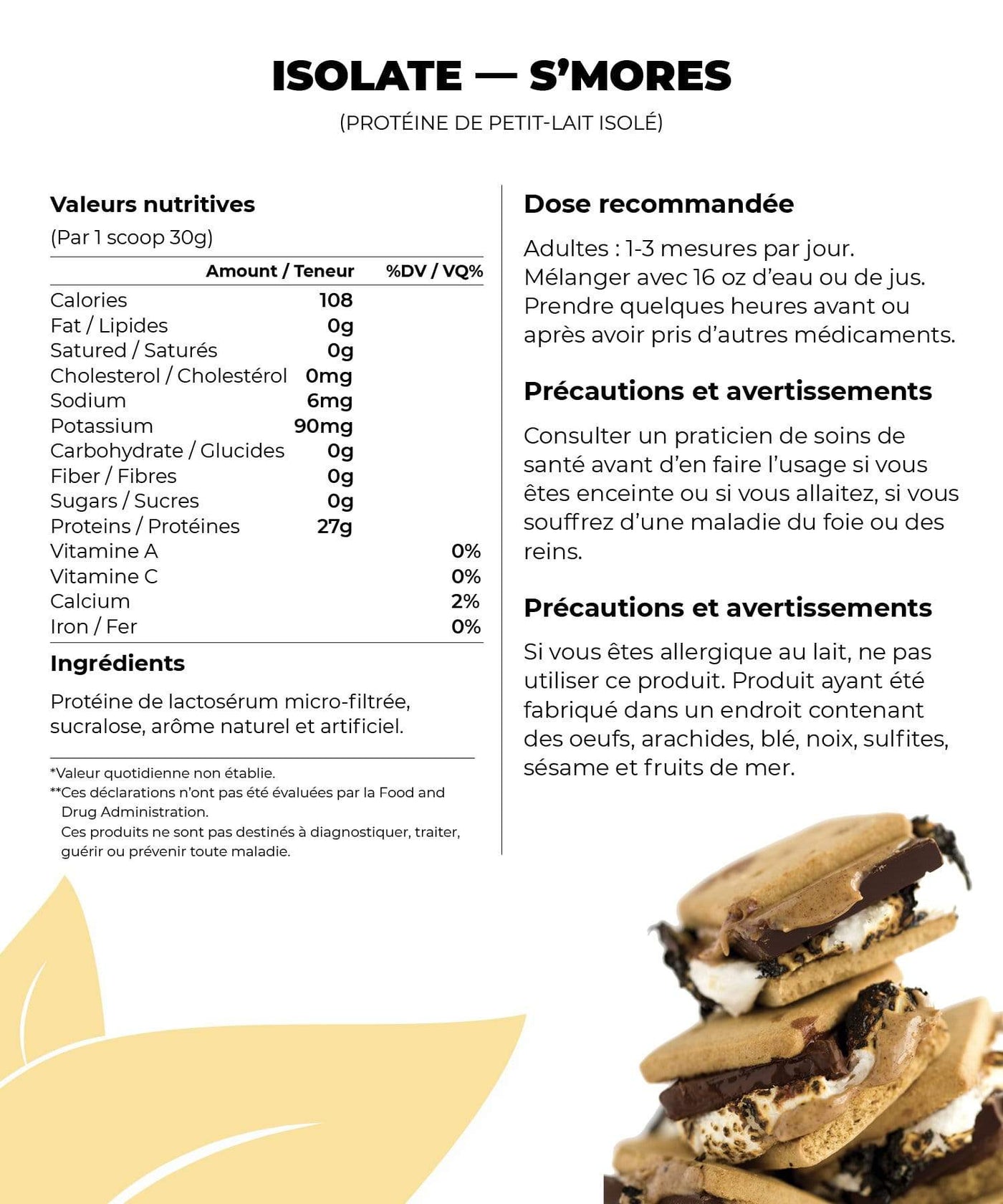 Fit Shack Suppléments 1 lb / S'mores VRAC - ISOLATE